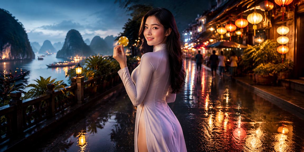 Bầu không khí vui tươi tại chợ đêm Hạ Long khi người chơi theo dõi kết quả xổ số và nhận thưởng đăng ký